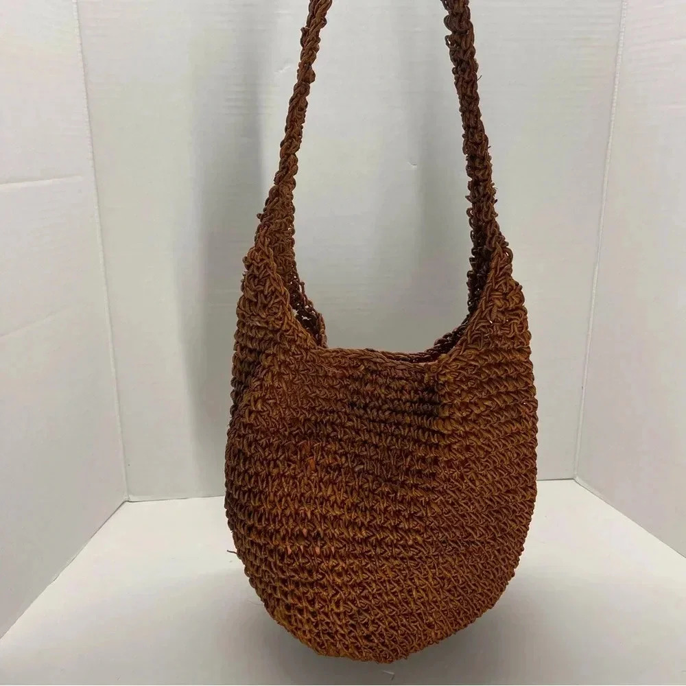 Waves Raffia Bucket Dark Orange Bag